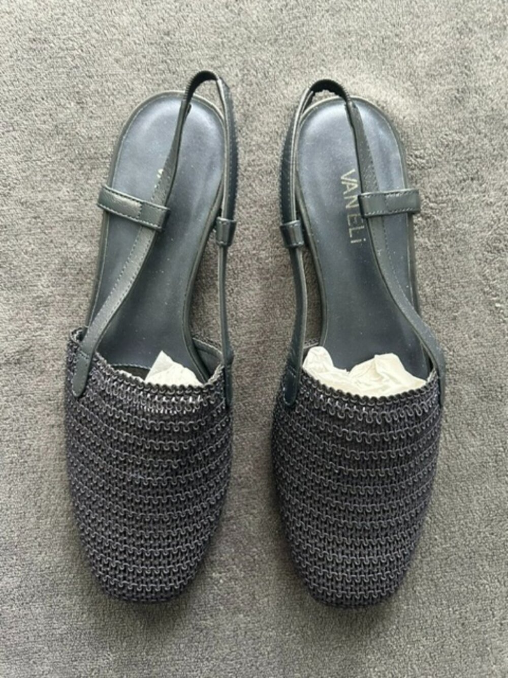 Women's Vaneli Janet Navy Fabric Slingback Shoes, Size 8W